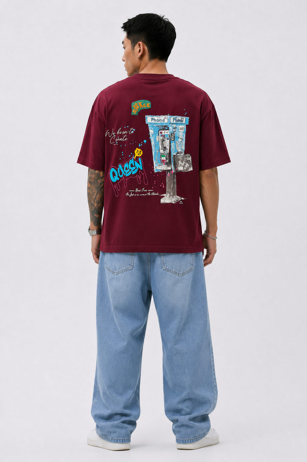 Dapper Drift Urban Call Oversized T-Shirt – Maroon - View 3