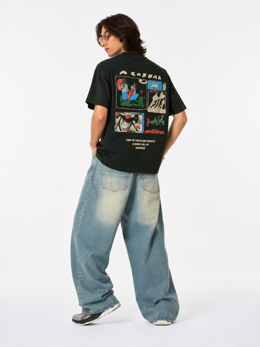Dapperr Drift Graphic Embroidery Tencel Tee - Black - View 4