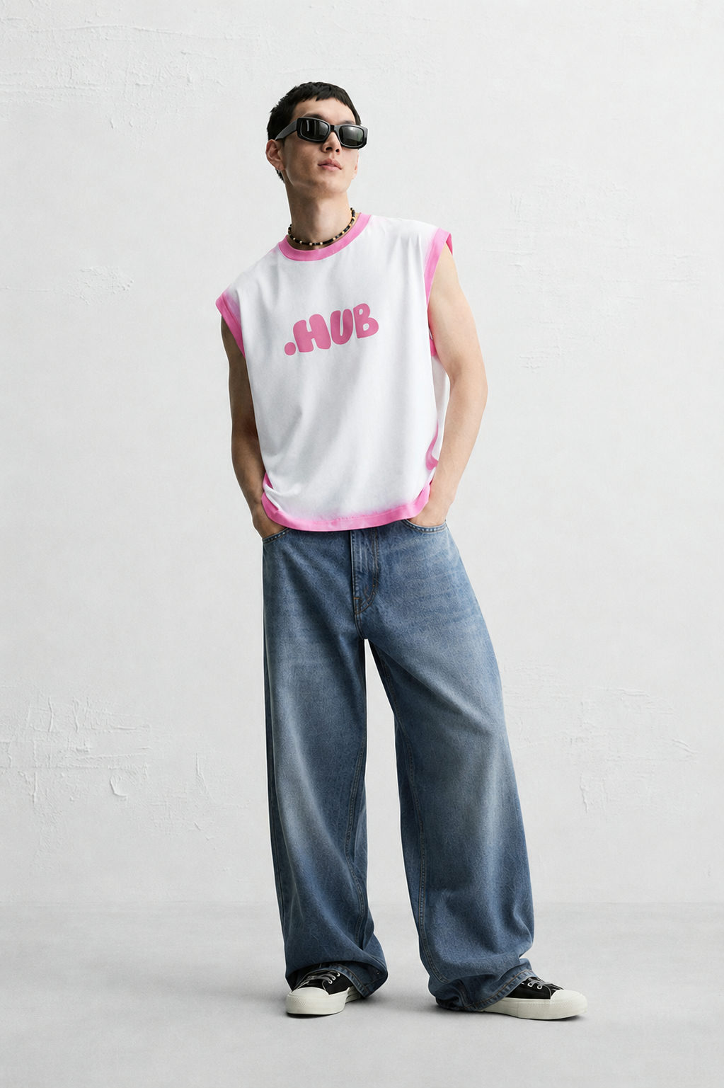 HUB Pink Trim Oversized Tank Top - View 5