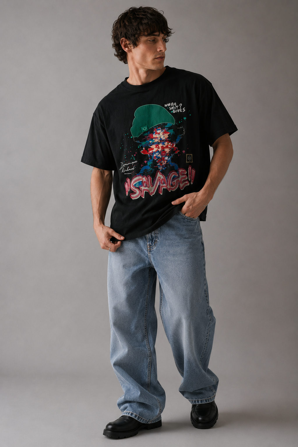 Savage Artistry Tencel Graphic Tee Black - View 2