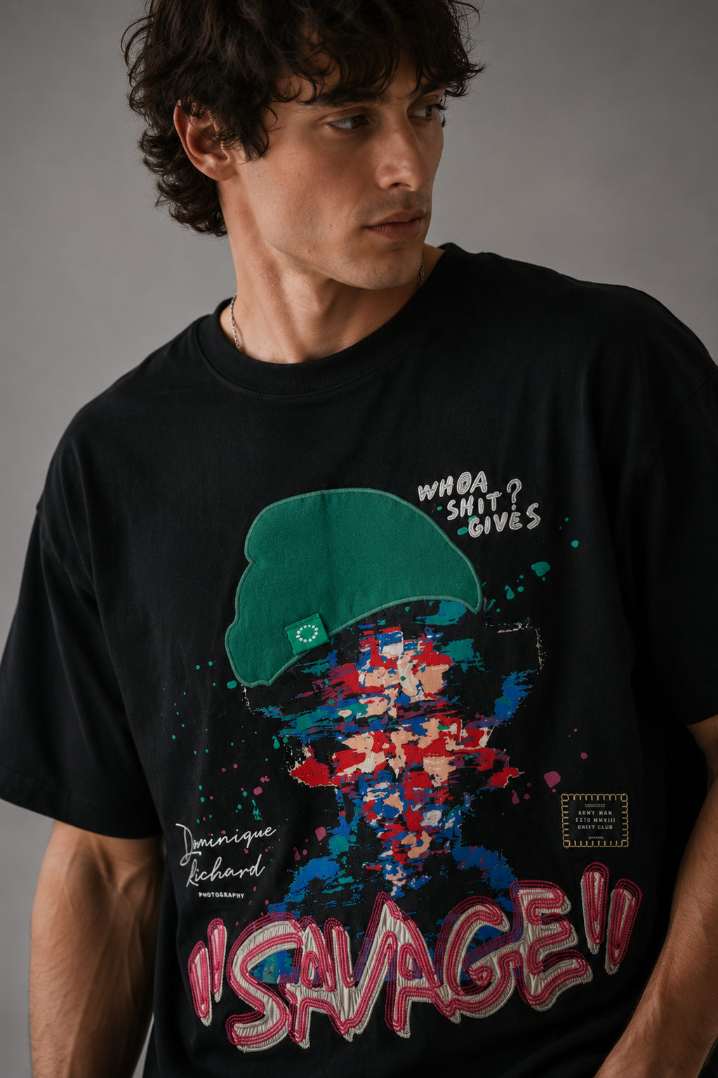 Savage Artistry Tencel Graphic Tee Black - View 4