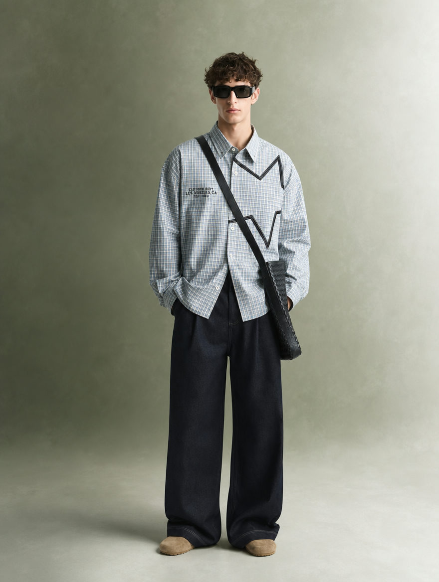 Urban Star Checkered Oversized Shirt - View 3