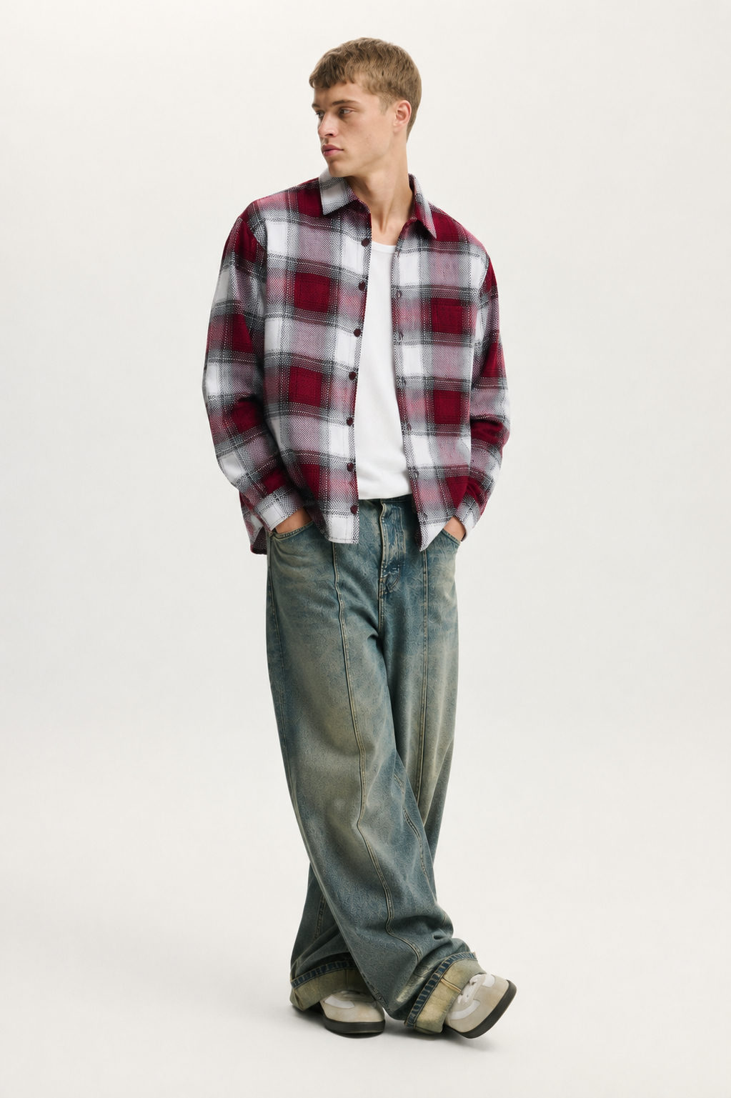 Crimson Frost Boxy Flannel Shirt - View 5