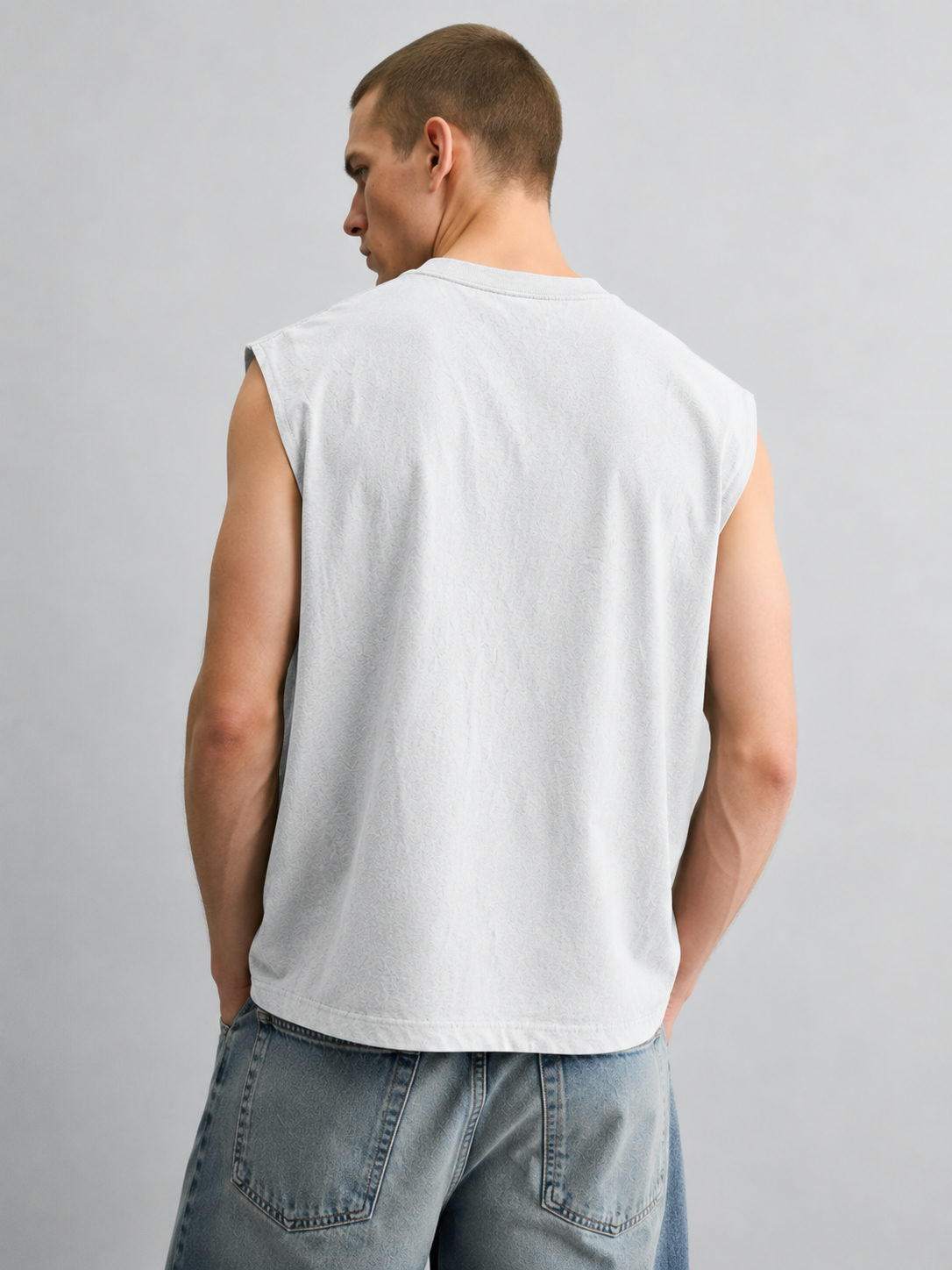TIME IS MONEY Vintage Oversized Tank Top – Off White - View 2