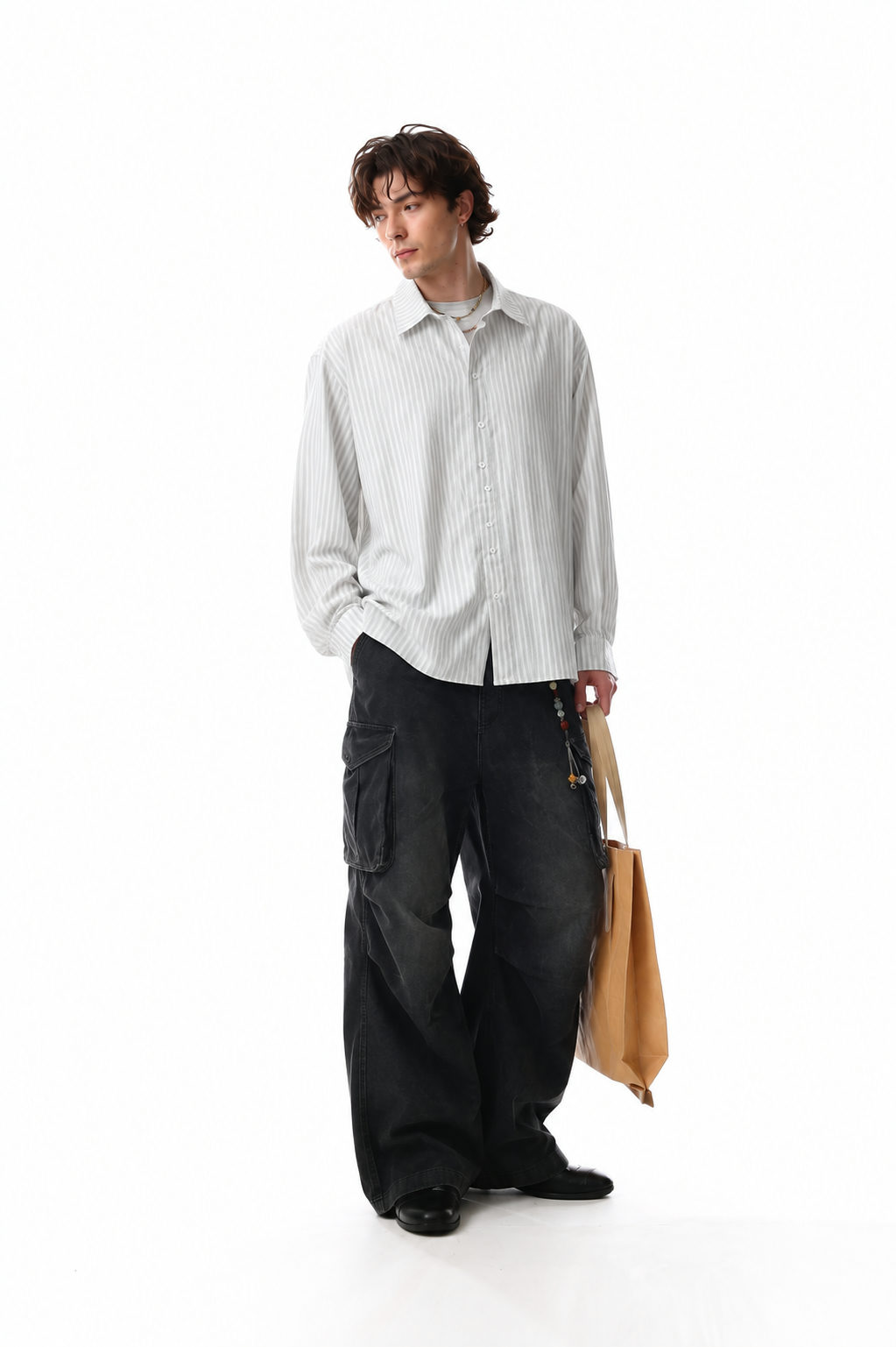 Ivory Stripe Cotton Shirt - View 4