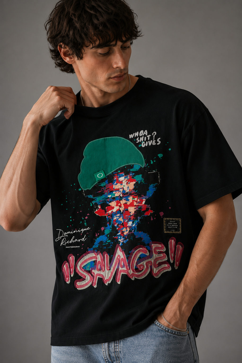 Savage Artistry Tencel Graphic Tee Black - View 3