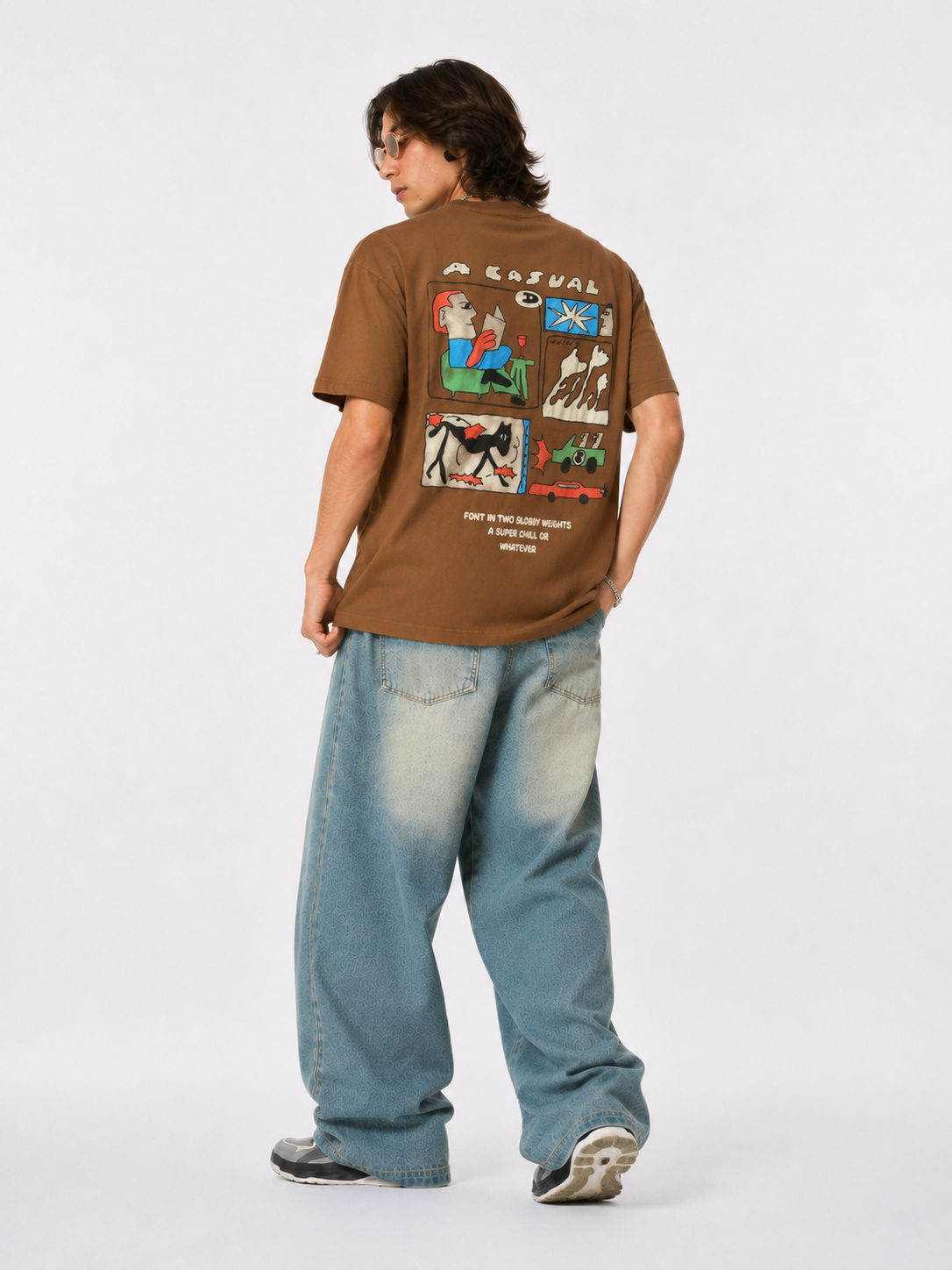 Dapperr Drift Casual Canvas Oversized T-Shirt – Brown - View 2