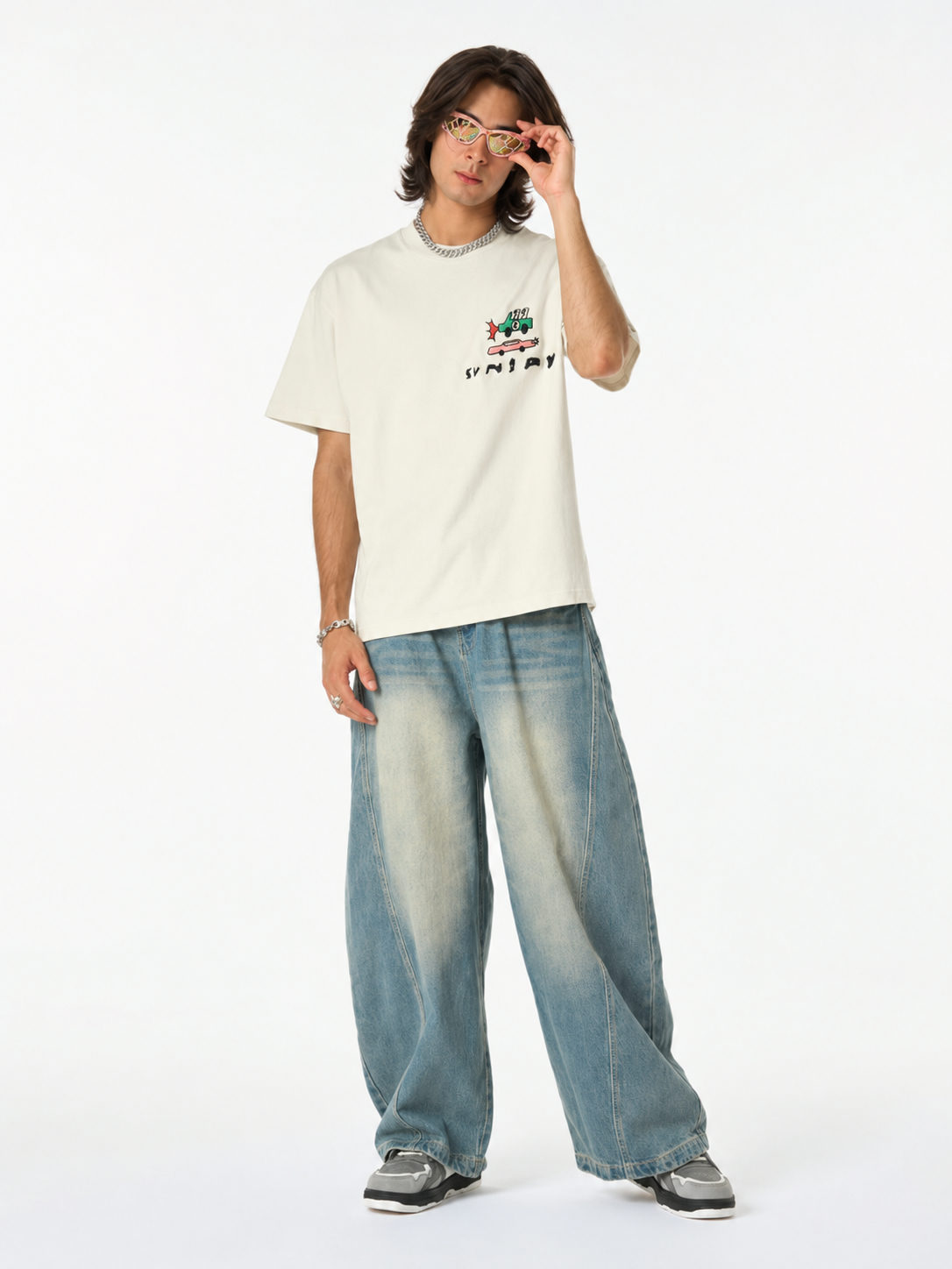 Dapperr Drift A Casual Oversized Tencel Tee – Ivory - View 2