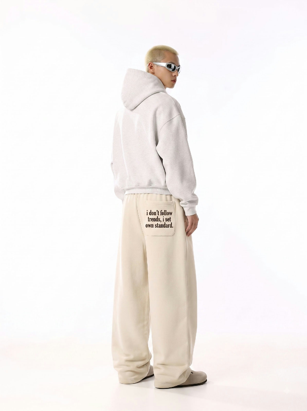 DAPPERR DRIFT - Off White Wide-Leg Sweatpants - View 5