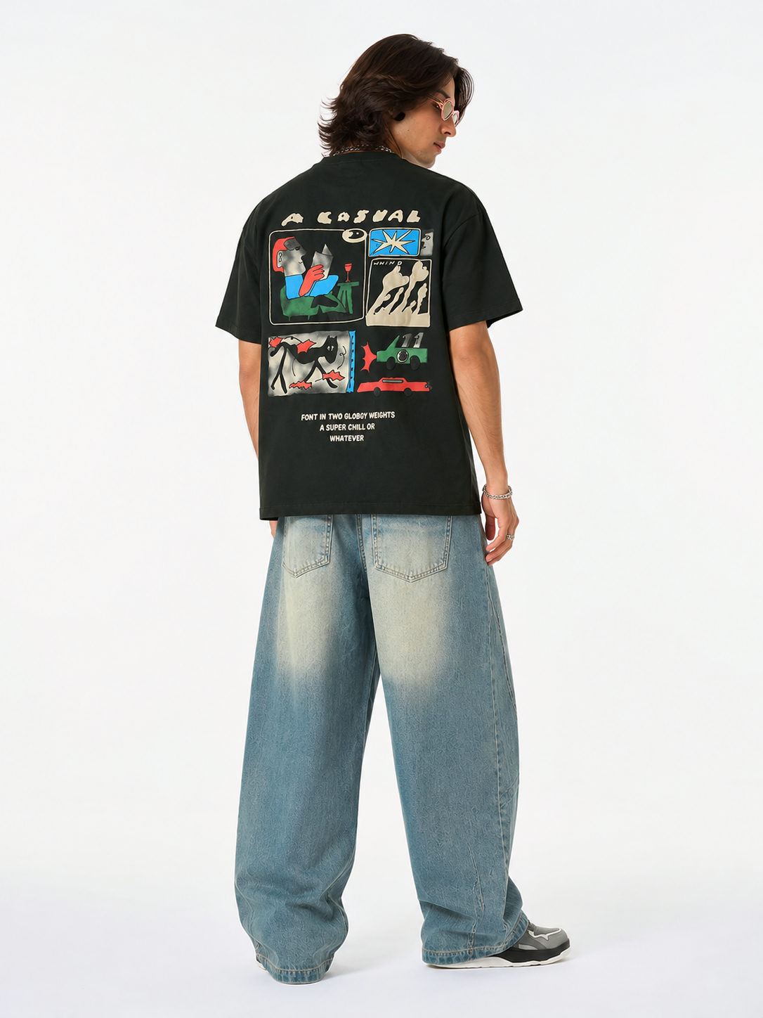 Dapperr Drift Graphic Embroidery Tencel Tee - Black - View 5
