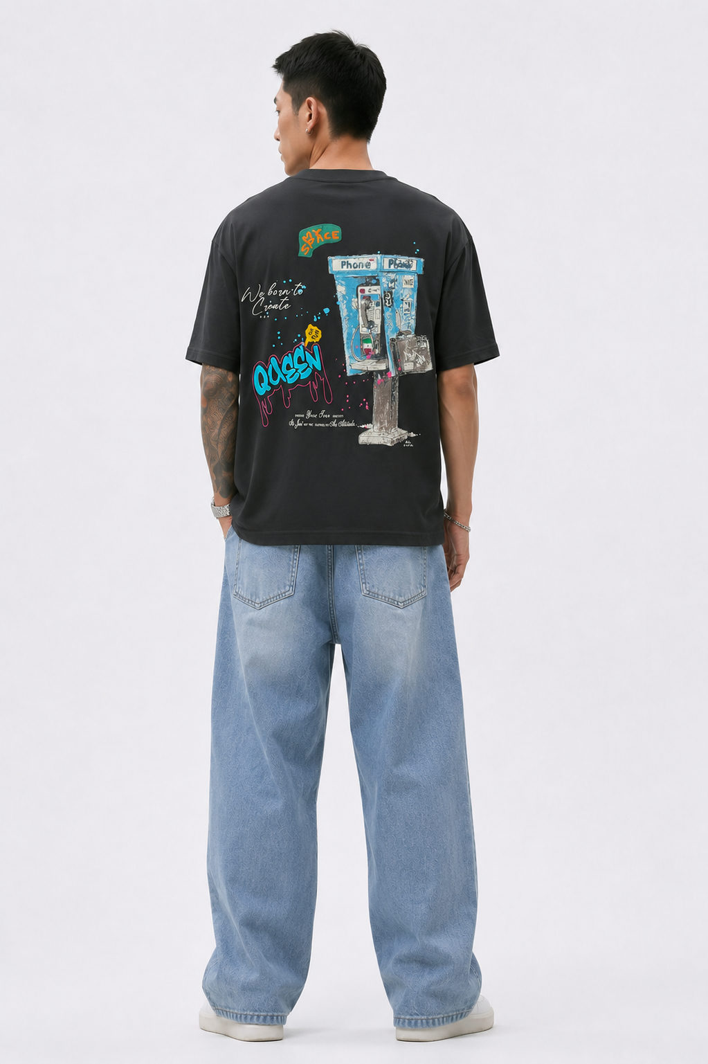 Dapper Drift "Urban Call" Oversized Tencel T-Shirt – Black - View 2