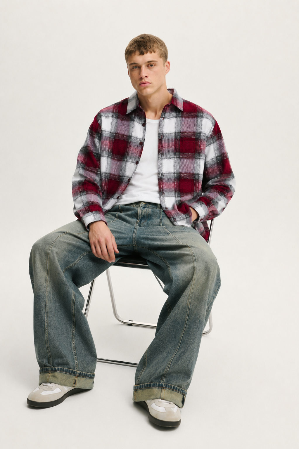 Crimson Frost Boxy Flannel Shirt - View 3