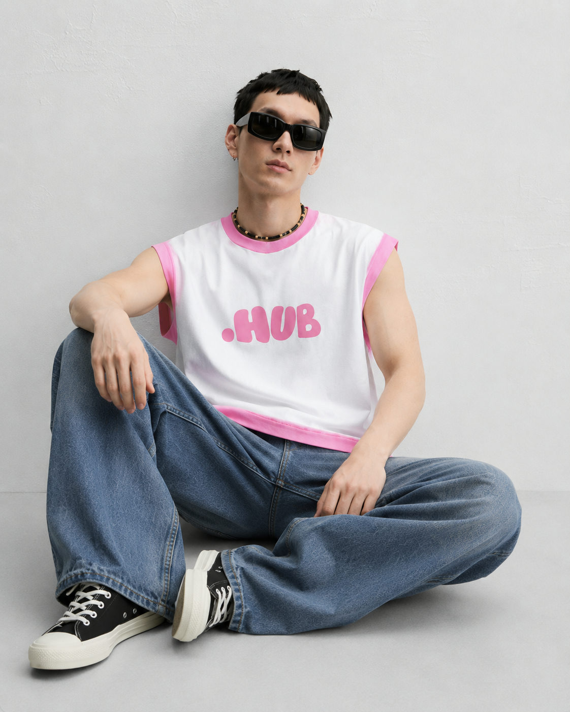 HUB Pink Trim Oversized Tank Top - View 2