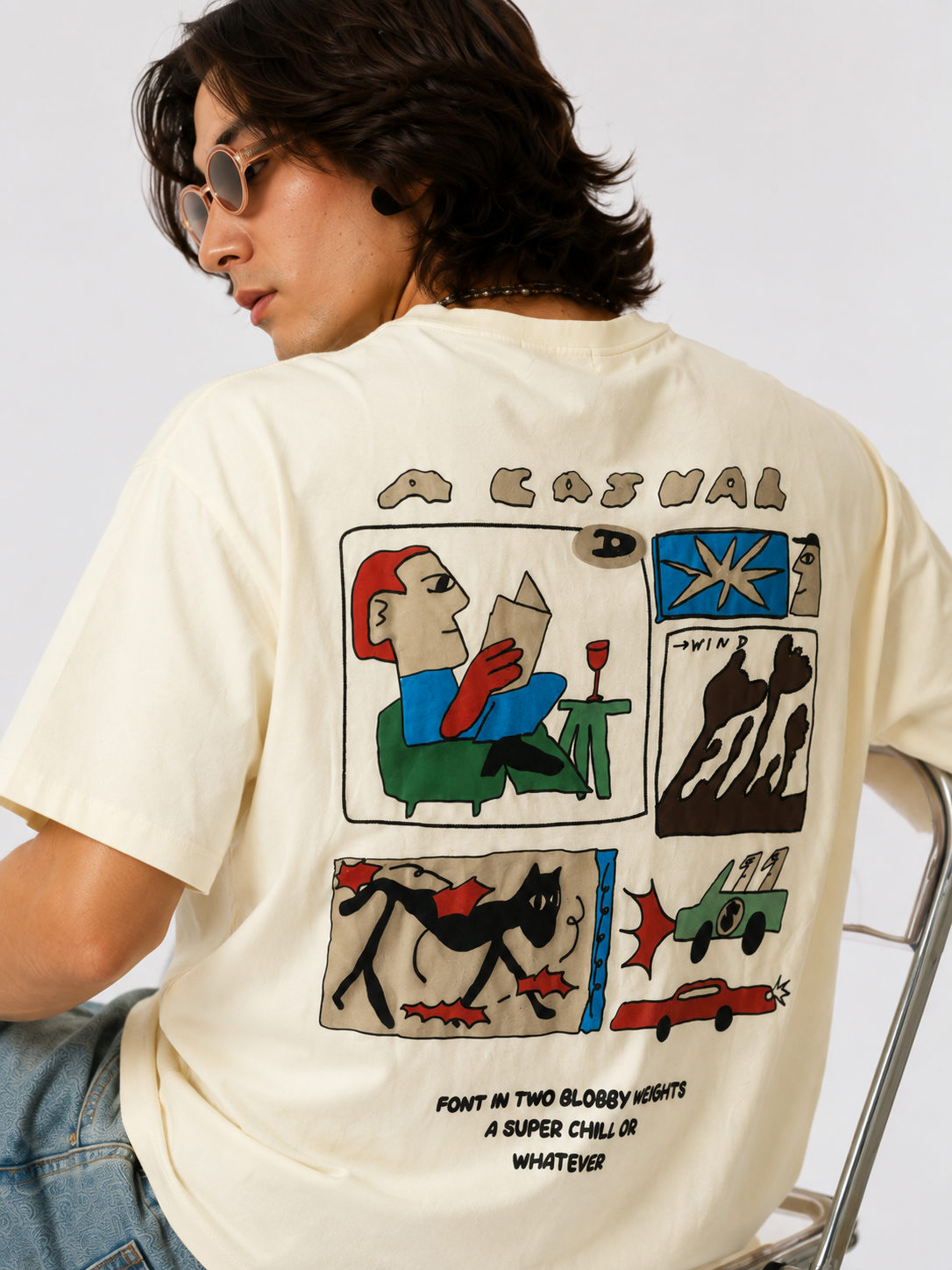 Dapperr Drift A Casual Oversized Tencel Tee – Ivory - View 5