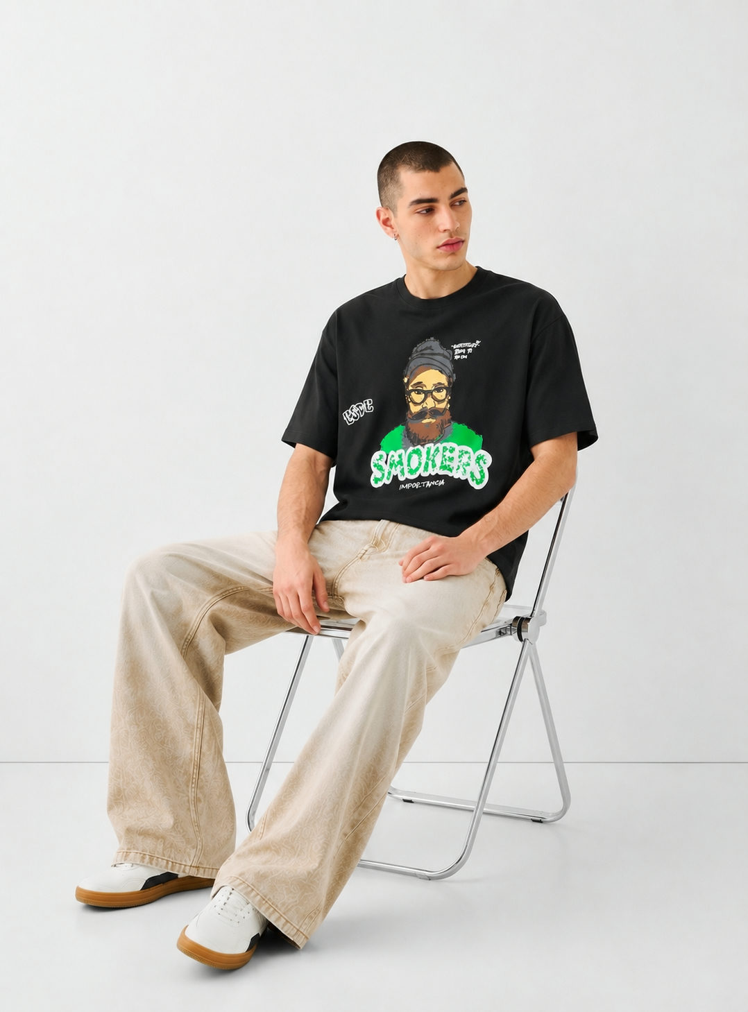Smokers Graphic Oversized T-Shirt – 240 GSM Premium Tencel - View 4