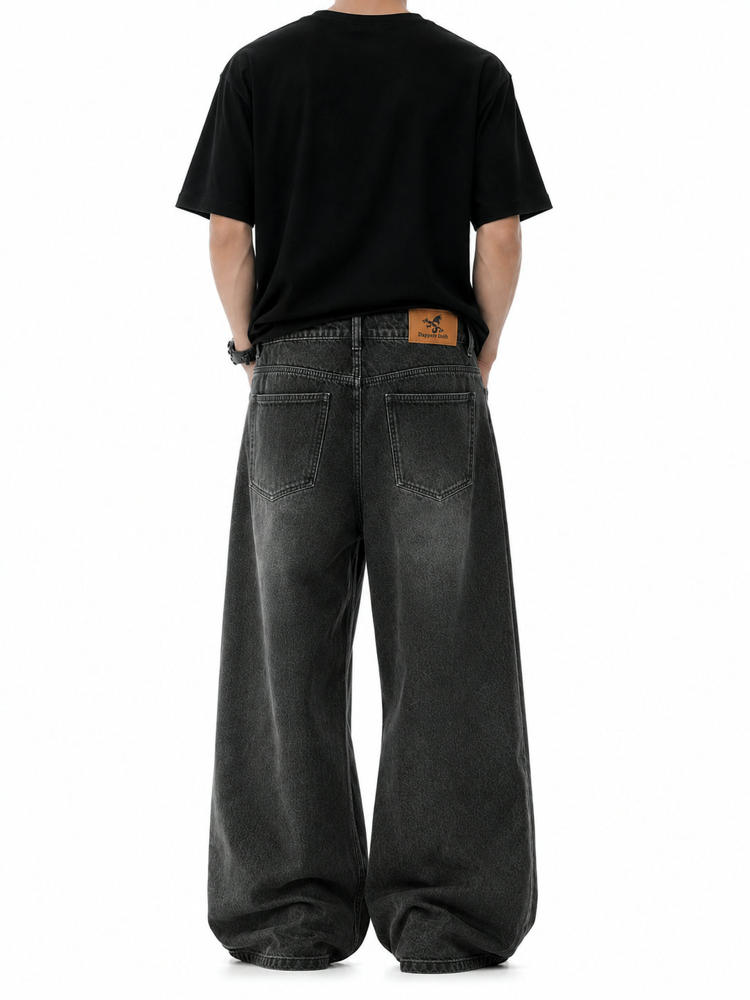 Shadow Wash Wide Leg Baggy Jeans - View 3