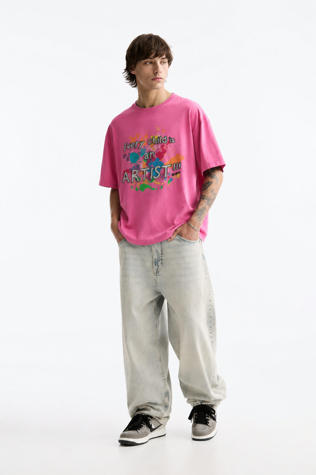 Artist Child Graphic Oversized T-Shirt – Pink - View 5