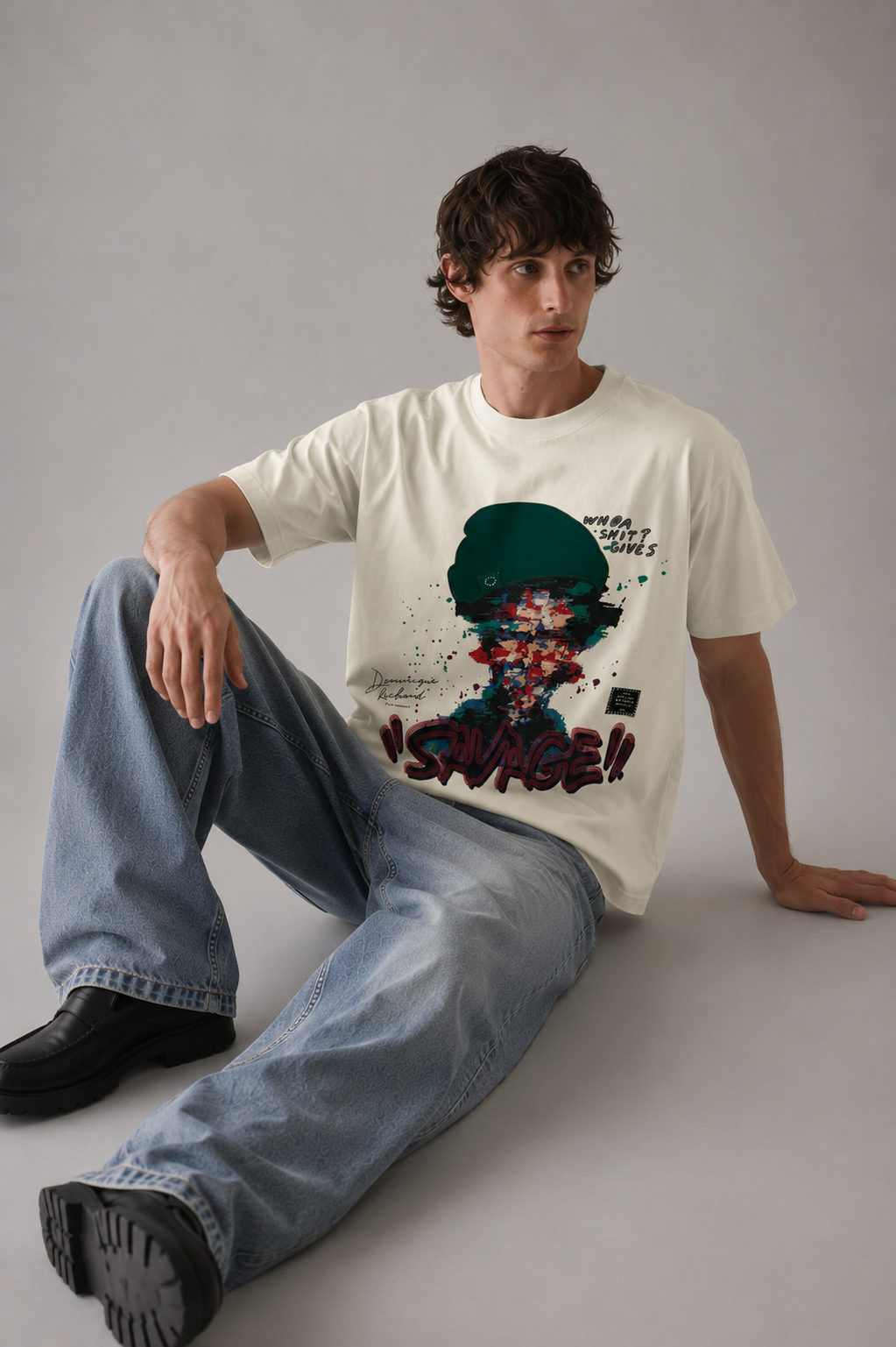 Savage Artistry Tencel Graphic Tee Offwhite - View 3