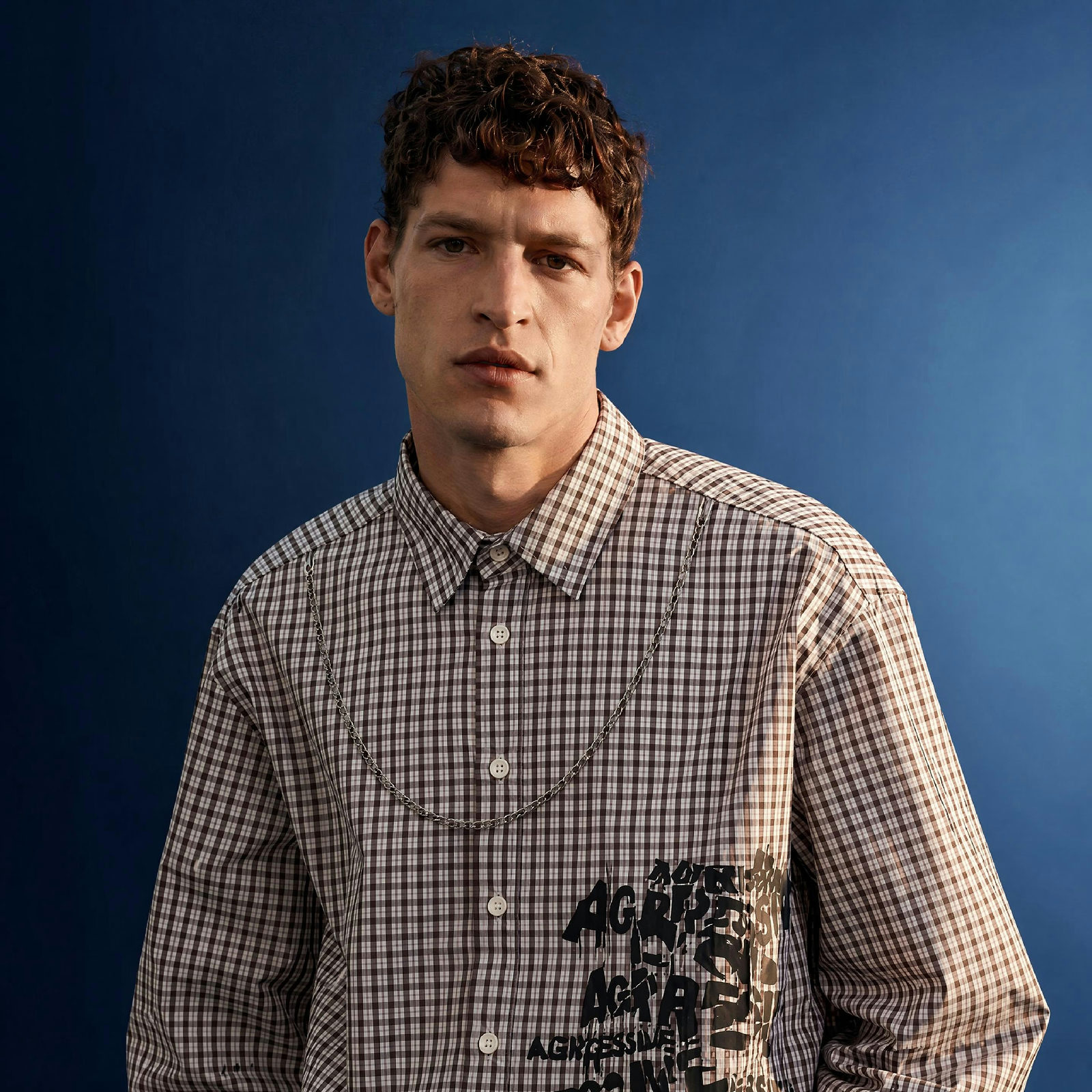 Checkered Graphic Oversized Shirt - View 3