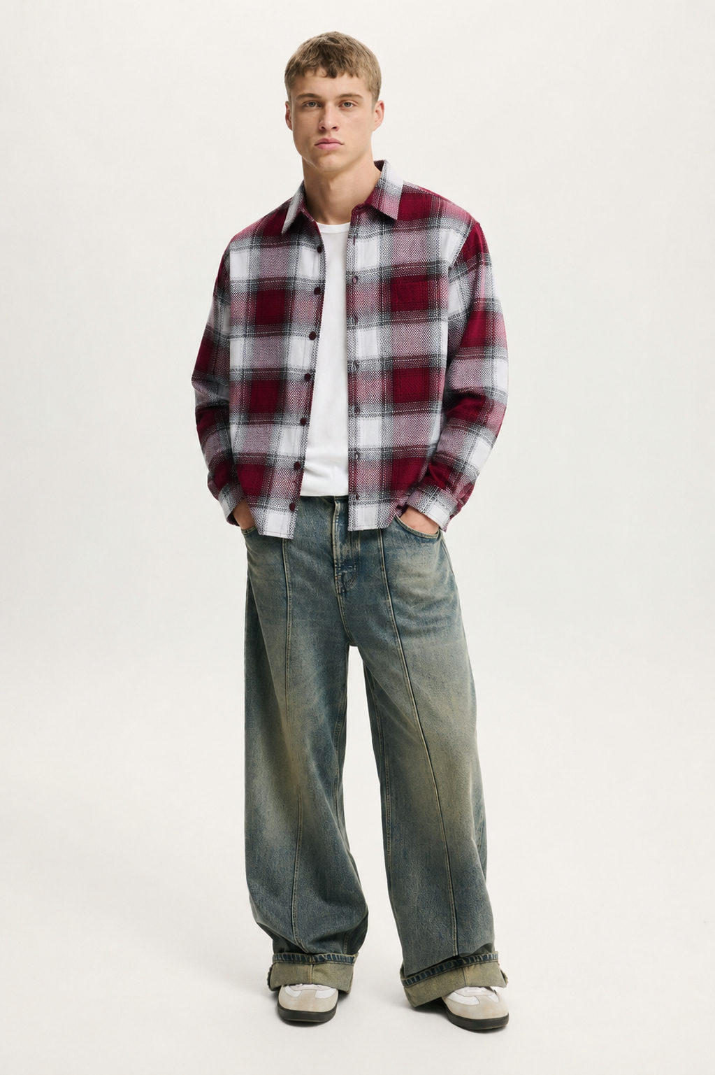 Crimson Frost Boxy Flannel Shirt - View 2
