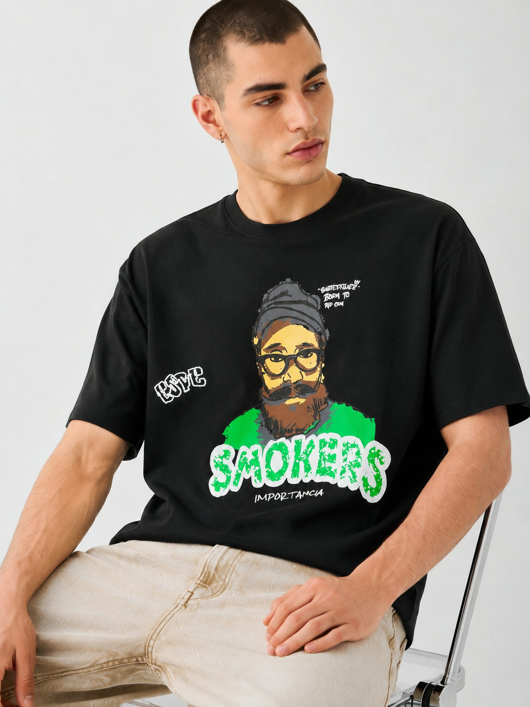 Smokers Graphic Oversized T-Shirt – 240 GSM Premium Tencel - View 5