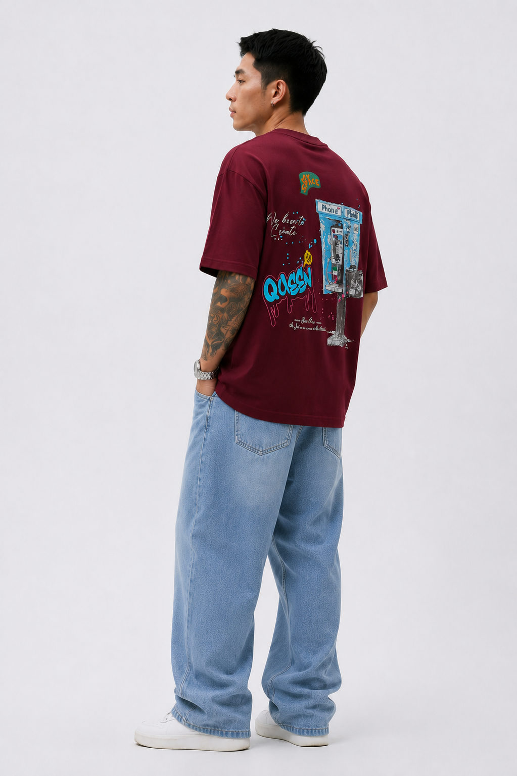 Dapper Drift Urban Call Oversized T-Shirt – Maroon