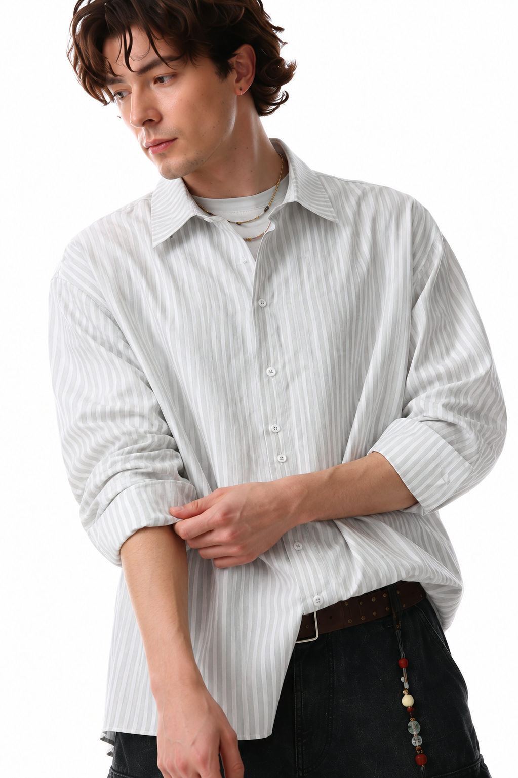 Ivory Stripe Cotton Shirt - View 3