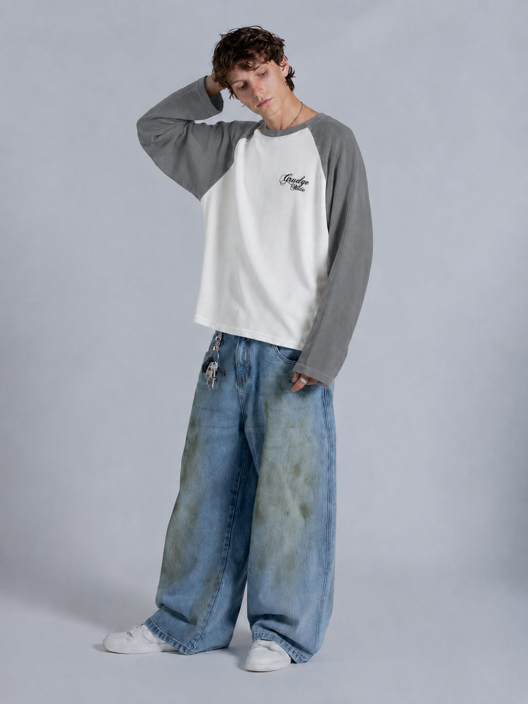 Grudge Studio Waffle Raglan Long Sleeve Tee  Grey - View 4
