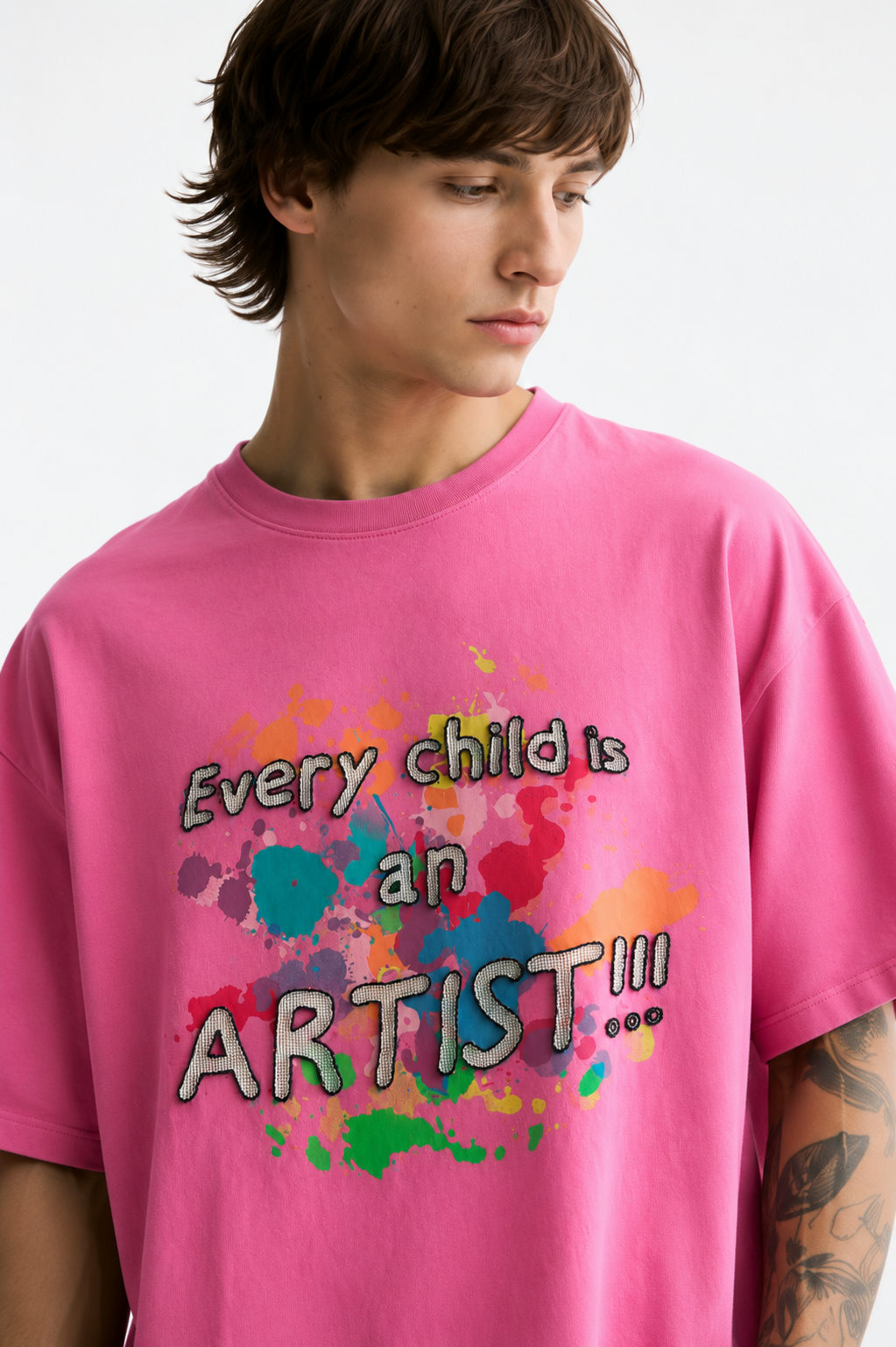 Artist Child Graphic Oversized T-Shirt – Pink - View 4