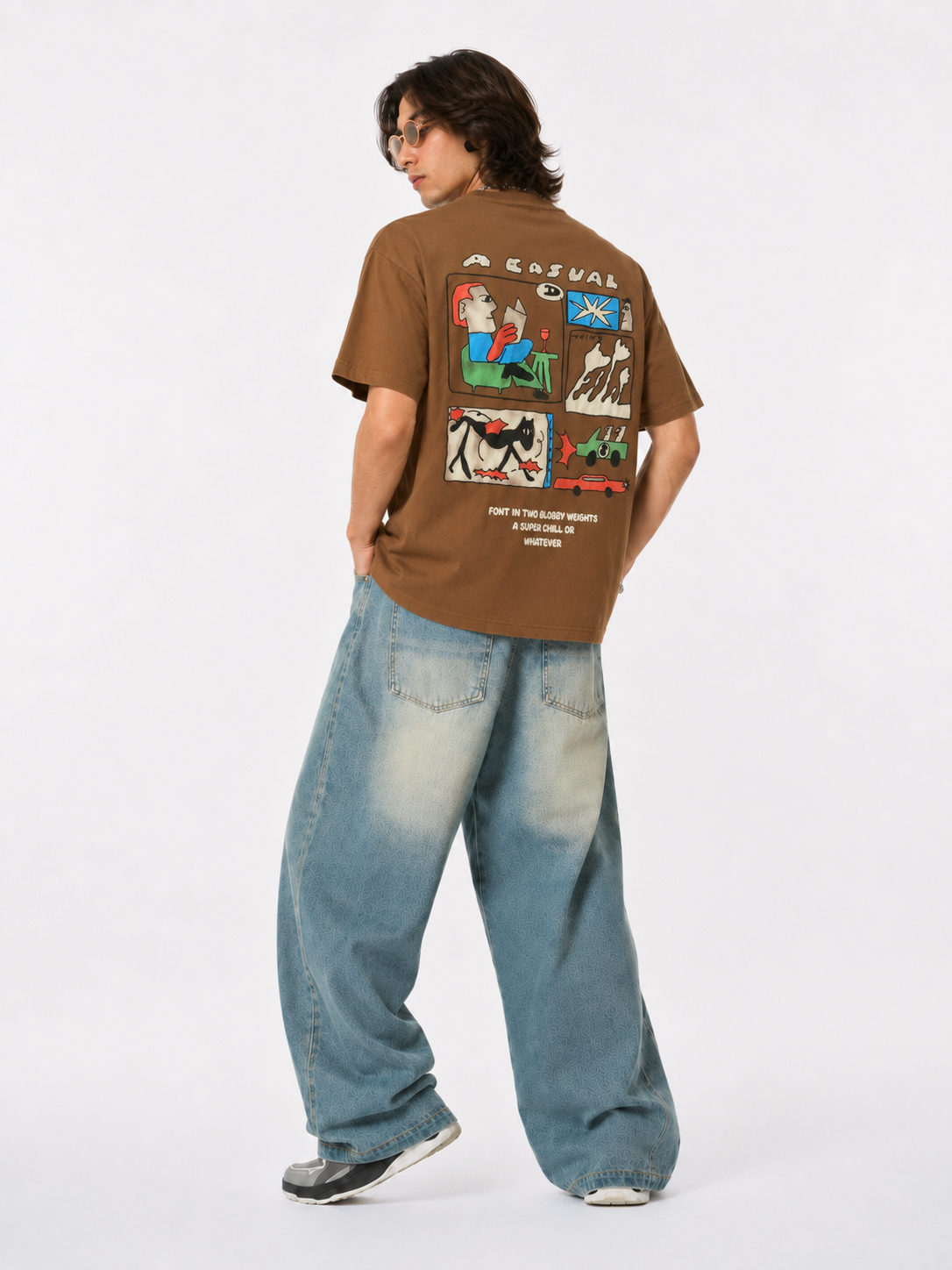 Dapperr Drift Casual Canvas Oversized T-Shirt – Brown - View 4
