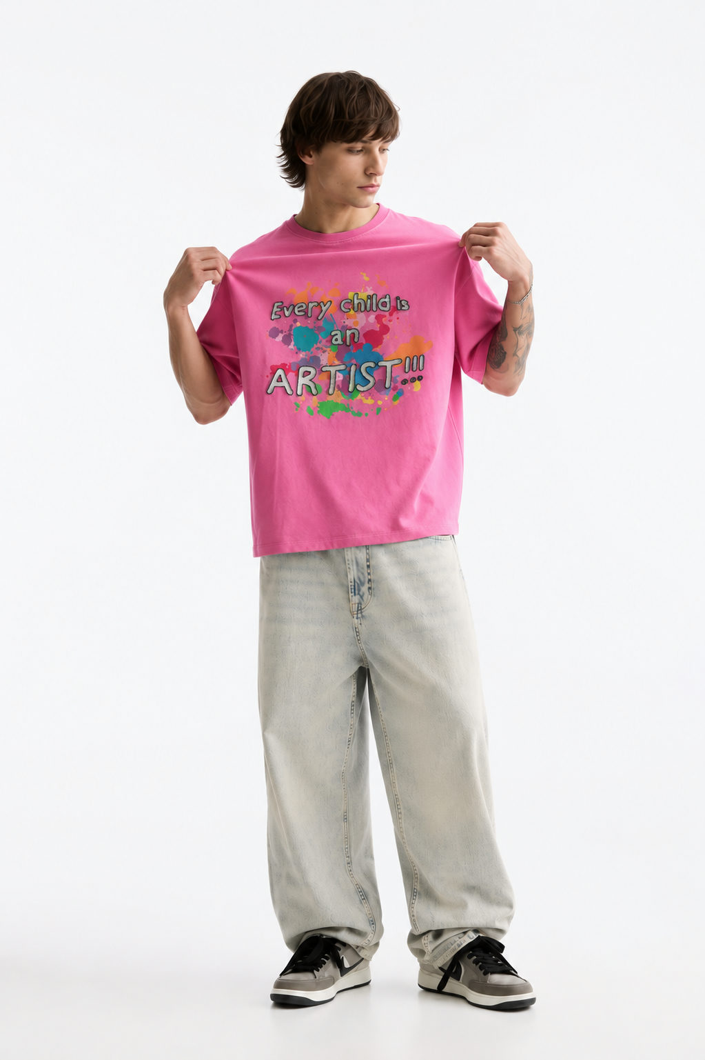 Artist Child Graphic Oversized T-Shirt – Pink - View 2