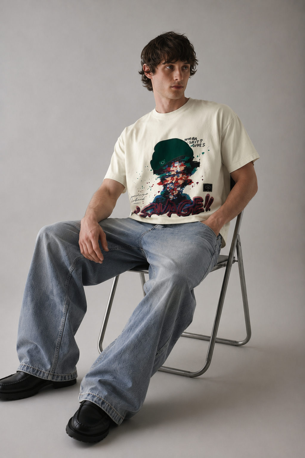 Savage Artistry Tencel Graphic Tee Offwhite - View 4
