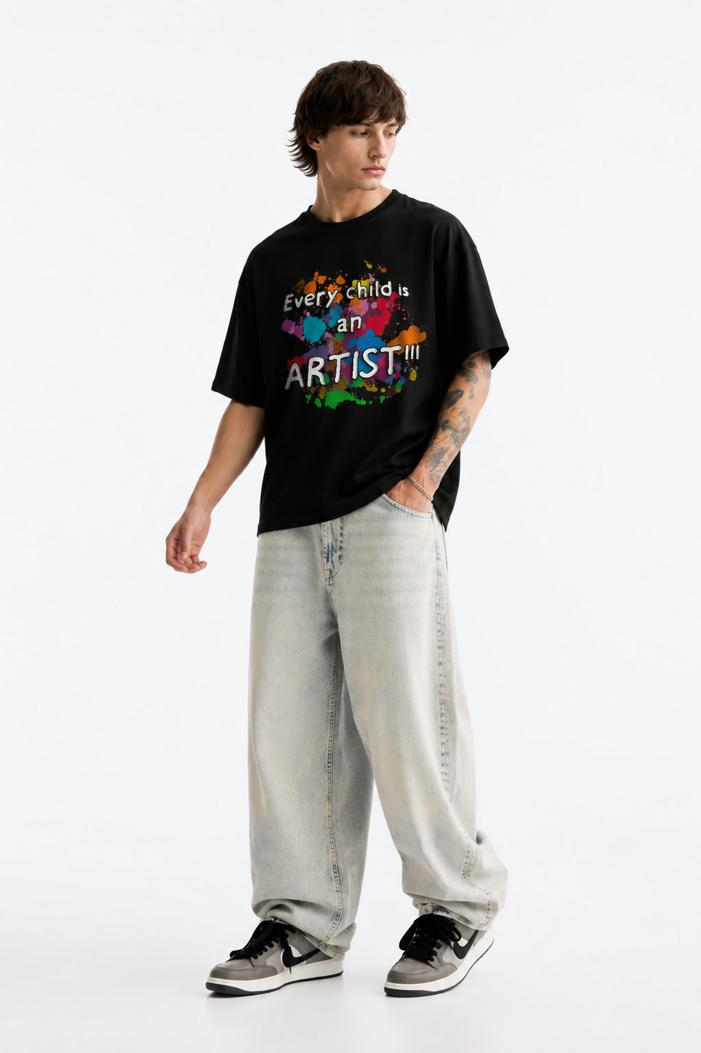 Artist Child Embroidered Tencel T-Shirt – Black - View 2