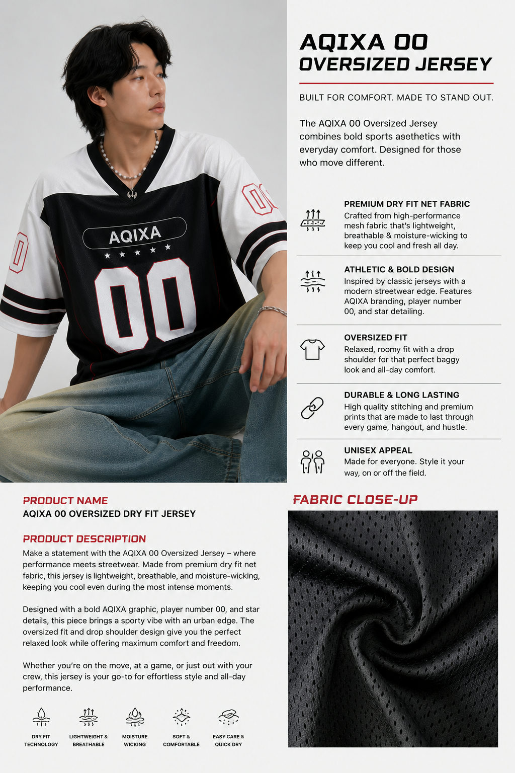 AQIXA 00 Oversized Dry-Fit Jersey - View 2