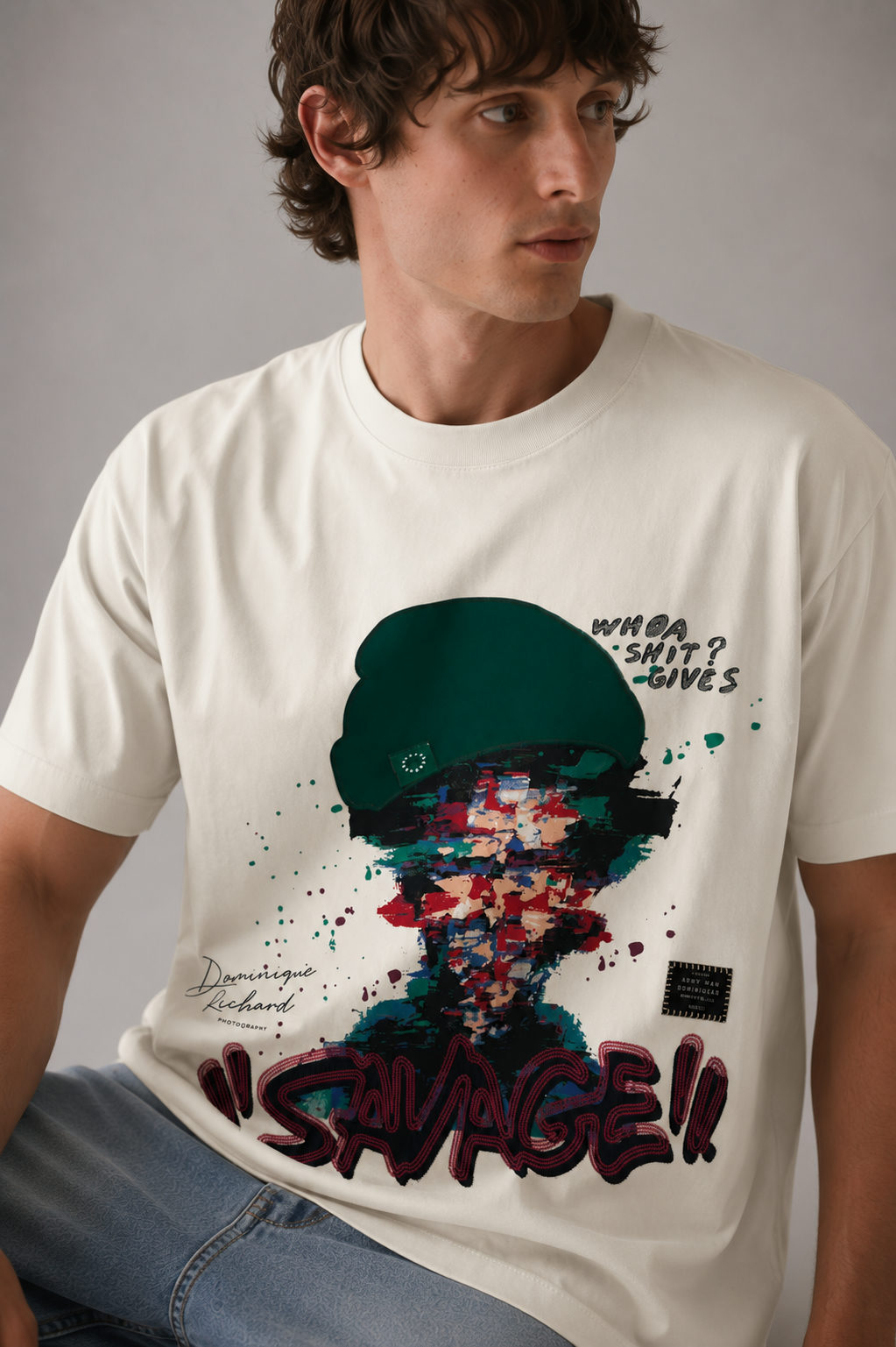 Savage Artistry Tencel Graphic Tee Offwhite - View 2