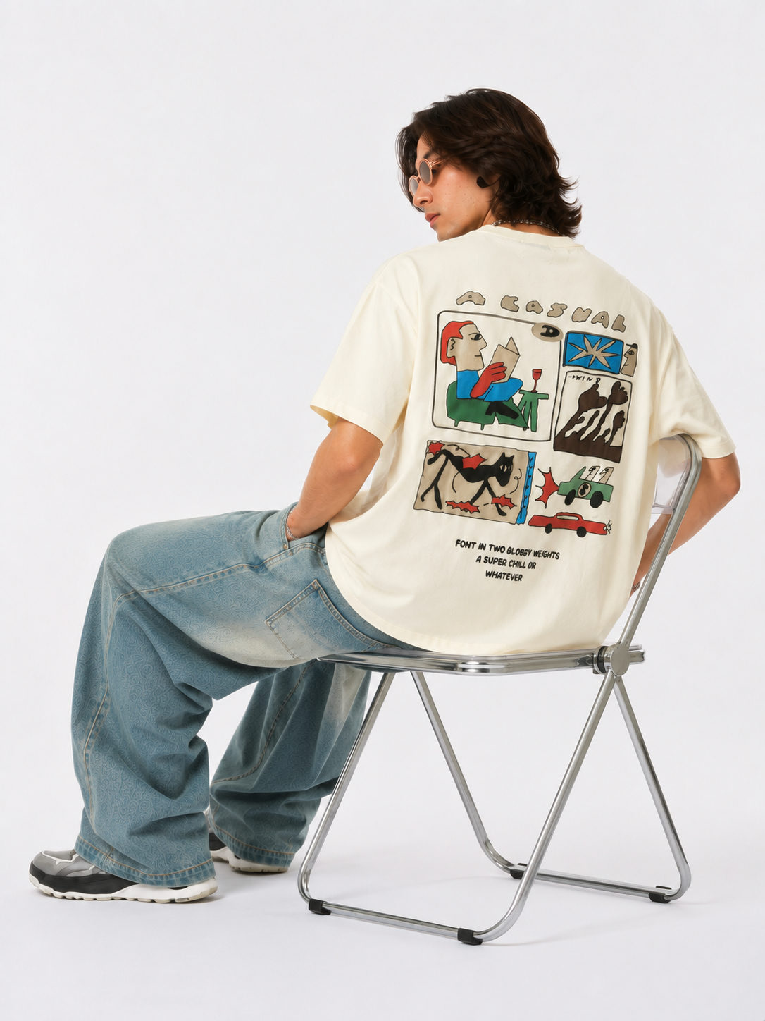 Dapperr Drift A Casual Oversized Tencel Tee – Ivory - View 4