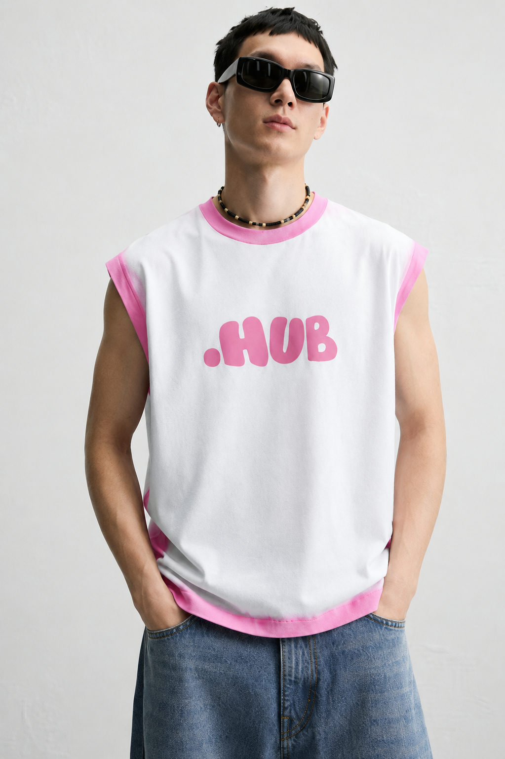 HUB Pink Trim Oversized Tank Top - View 4