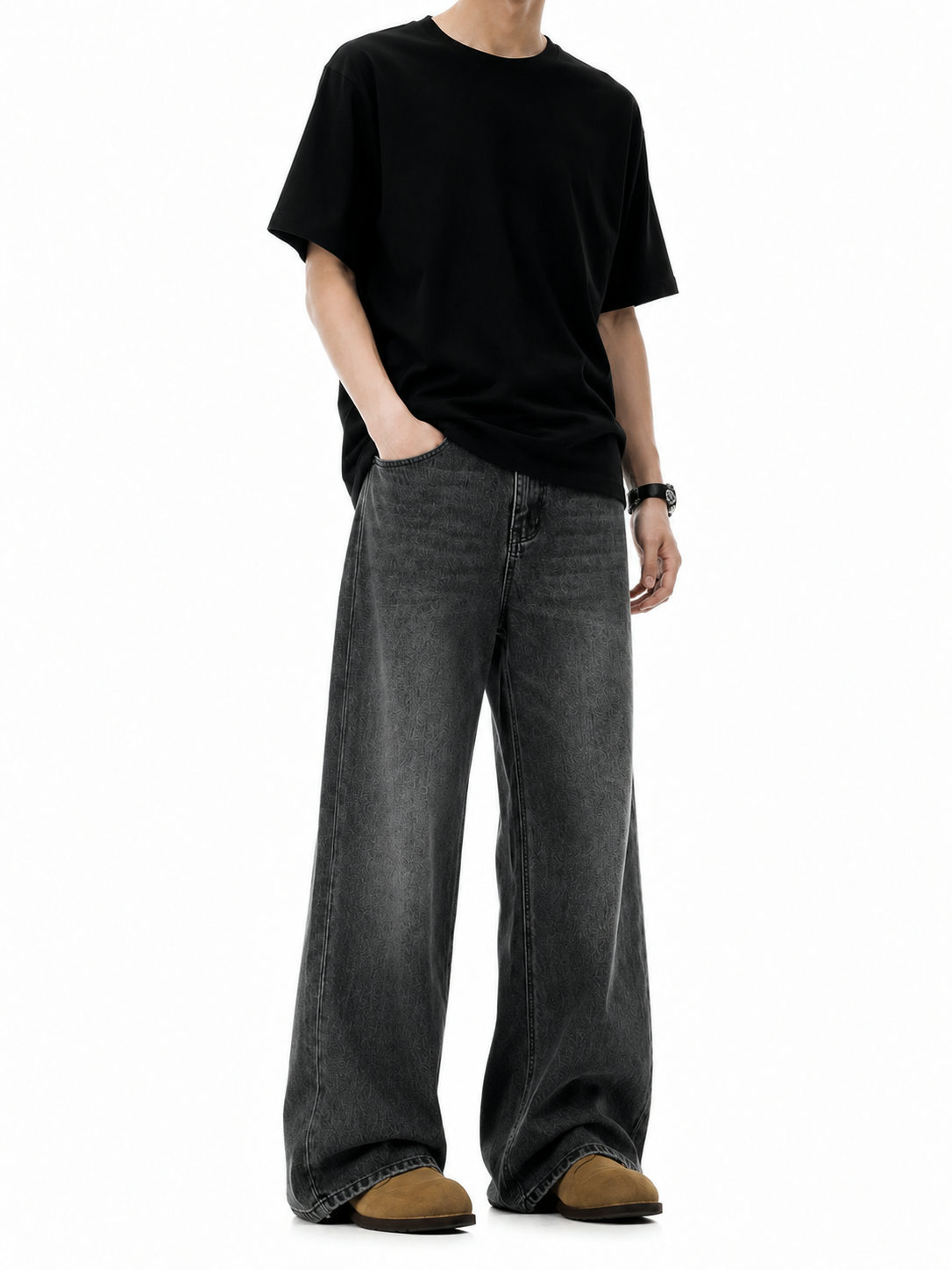 Shadow Wash Wide Leg Baggy Jeans - View 2