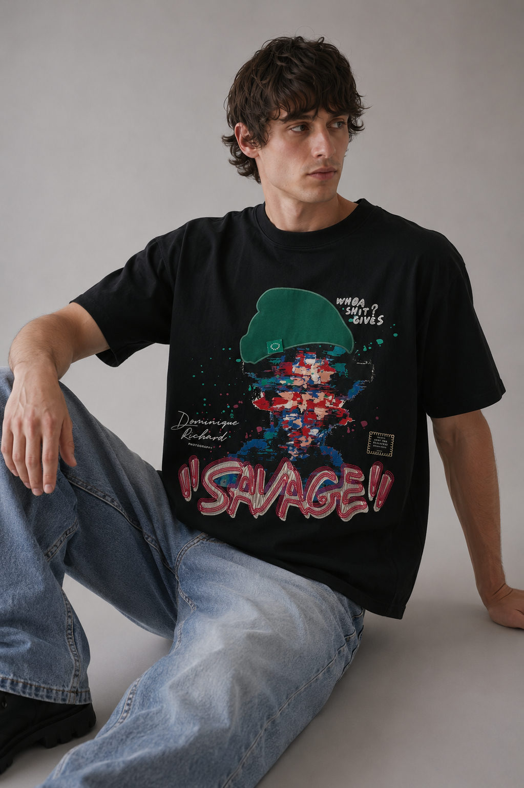Savage Artistry Tencel Graphic Tee Black - View 5